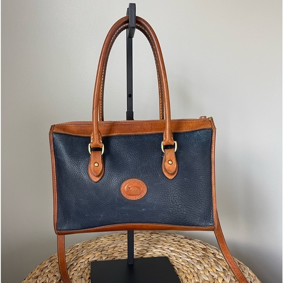 Dooney & Bourke Handbags - Vintage Early 80s Dooney‎ & Bourke Dark Blue Leather Satchel/ Shoulder Bag